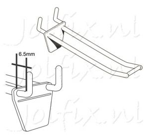 Gaatjesbordhaak dubbel rechthoek, capaciteit 38 mm (53 mm)